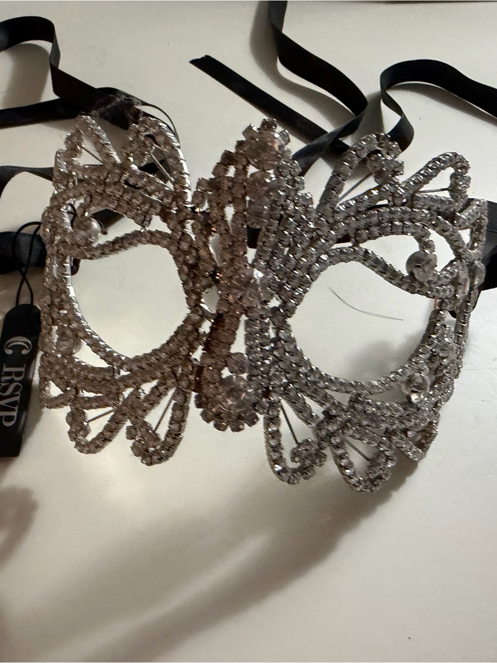 RSVP Silver Crystal Lace Masquerade Eye Mask